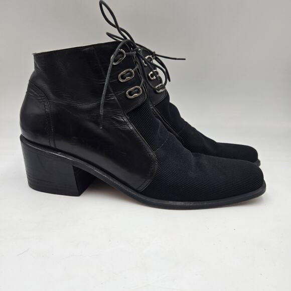 Vintage Via Spiga Boots Size 10 Black Lace Up Leather Italy Rare READ Victorian - Picture 1 of 9